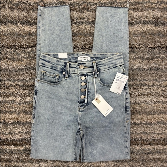 Good American Good Legs High Rise Raw Hem Skinny Jeans Sz 2/26 NWT | Skinny NEW- - Picture 4 of 13